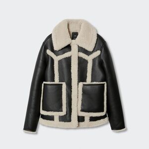 NWOT Mango Shearling-lined fur-effect coat - size M